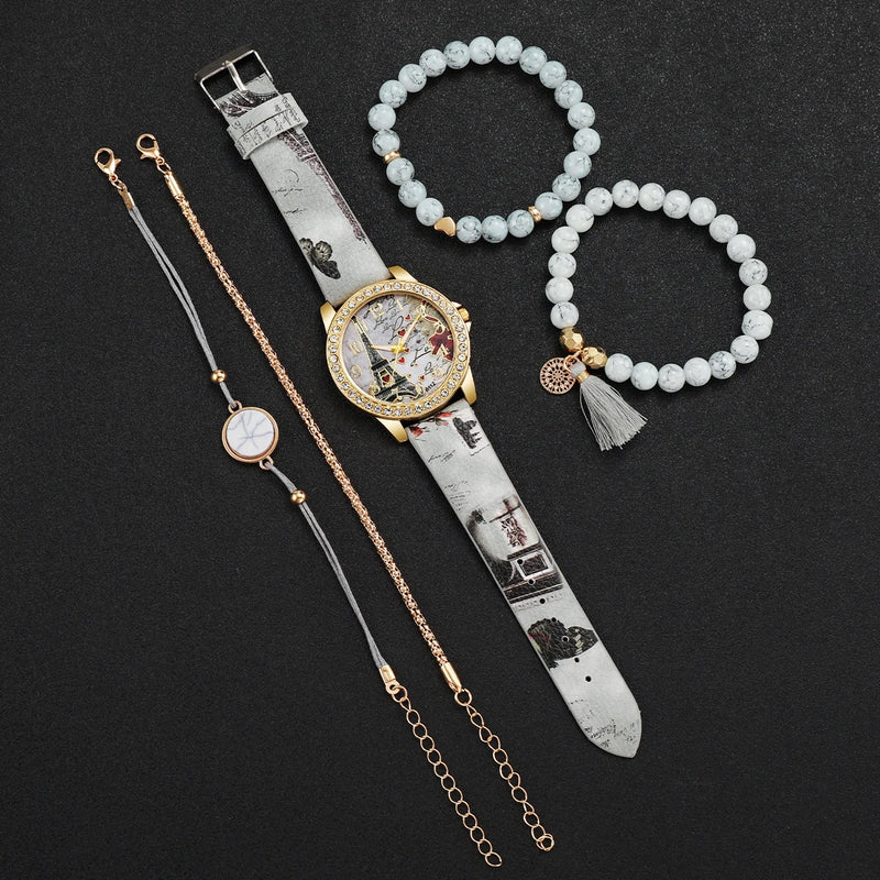 KIT RELÓGIO FEMININO COM PULSEIRAS