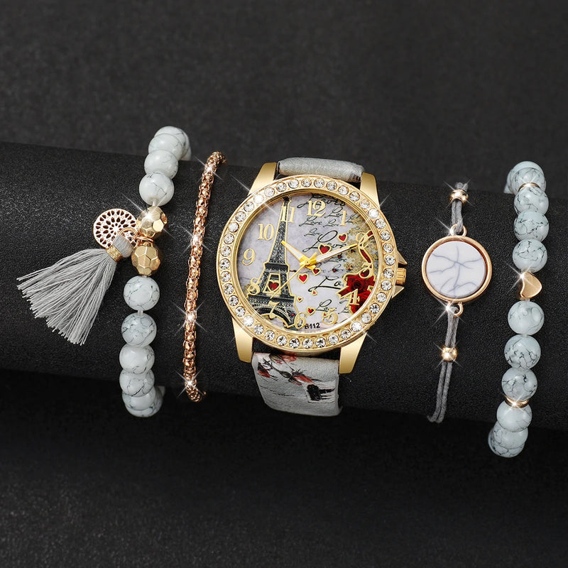 KIT RELÓGIO FEMININO COM PULSEIRAS