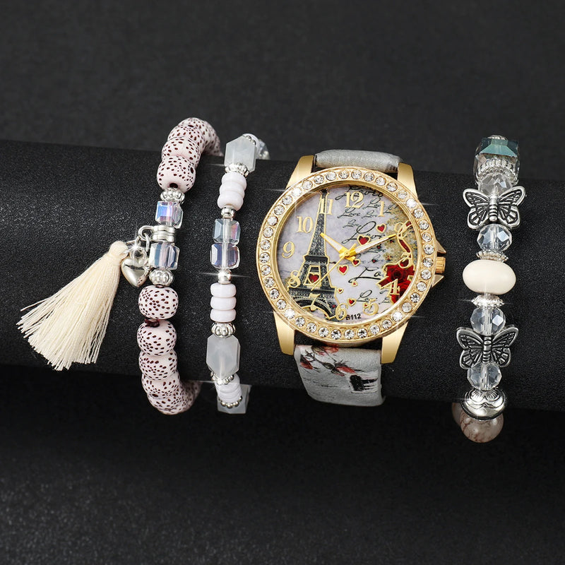 KIT RELÓGIO FEMININO COM PULSEIRAS