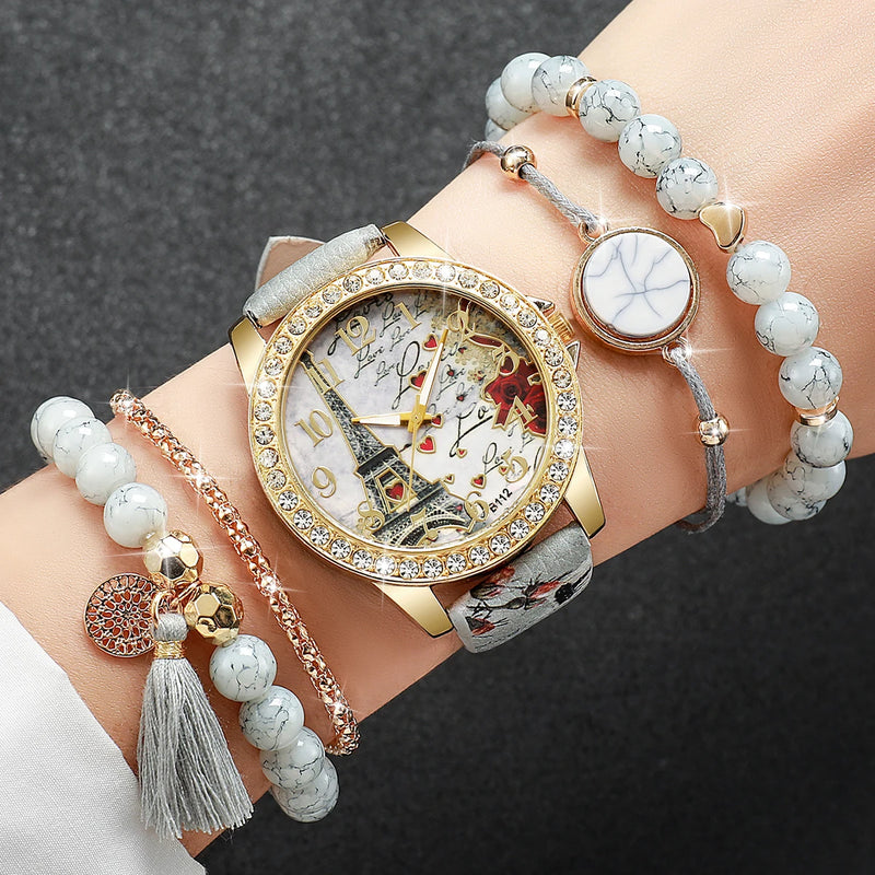 KIT RELÓGIO FEMININO COM PULSEIRAS