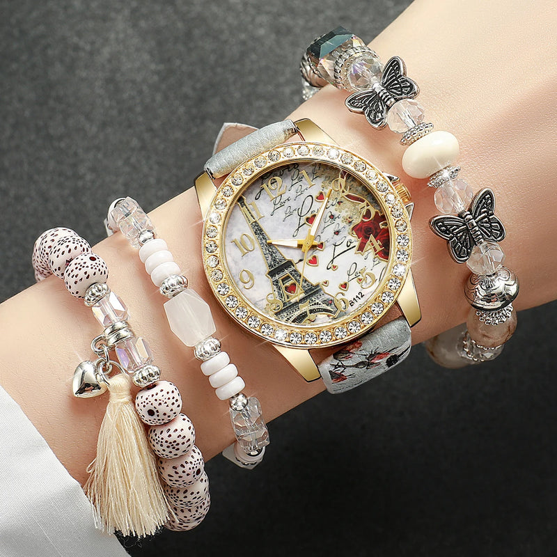 KIT RELÓGIO FEMININO COM PULSEIRAS